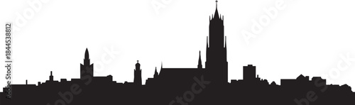 Breda Skyline with Netherlands Cityscape, and Urban Silhouette. design Vector black silhouette