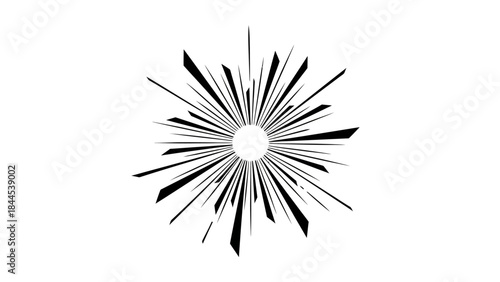 Explosive Starburst Graphic with Sharp Rays Emanating from a Central Circle