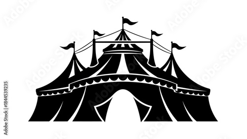 Iconic Circus Tent Silhouette Entertainment Venue and Performance Stage Illustration