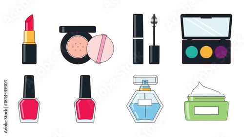 Cosmetics collection icons for beauty and makeup applications