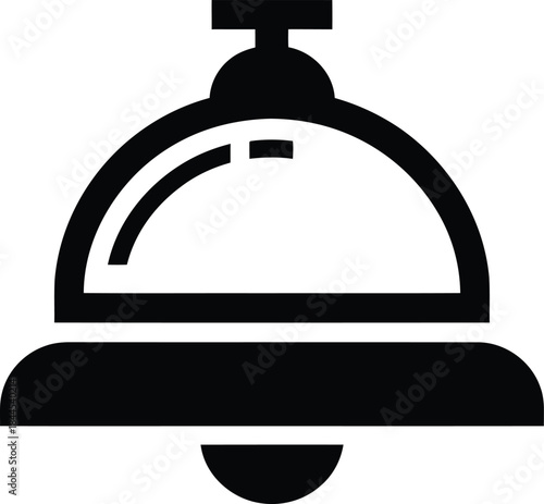 Service bell vector icon for hospitality and customer assistance, isolated on a dark background
