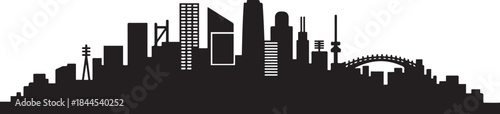 Urban landscape silhouette. City skyline. design Vector black silhouette