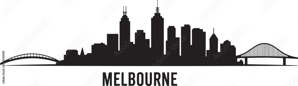 Obraz premium Melbourne skyline. design Vector black silhouette