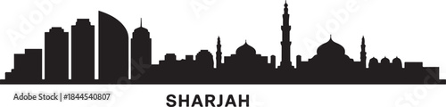 Sharjah skyline. design Vector black silhouette