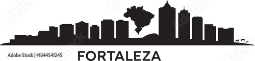 Fortaleza Cityscape Skyline with Brazil Silhouette. design Vector black silhouette