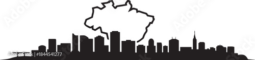 Fortaleza Cityscape Skyline with Brazil Silhouette. design Vector black silhouette