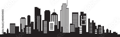 Urban city buildings. design Vector black silhouette