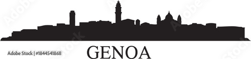 Genoa Skyline Silhouette with Italian. design Vector black silhouette