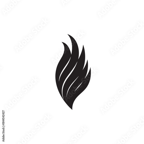 Stylized black graphic element depicting multiple flowing curved plumes against a white background