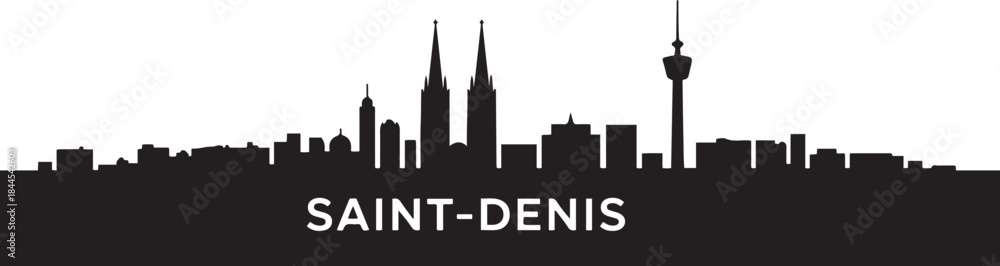 Naklejka premium Bukit Merah Skyline Minimalist. design VecSaintDenis Skyline Cityscape Silhouette City Minimalist. design Vector black silhouettetor black silhouette