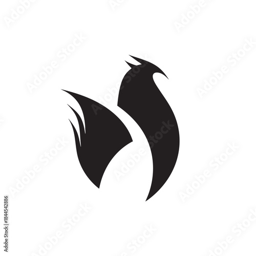 Stylized abstract representation of a bird or phoenix shape in bold black silhouette