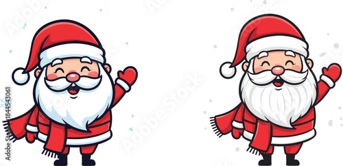 Santa Claus cartoon illustration, festive Christmas character graphic, holiday greeting design, cheerful winter artwork, red suit seasonal icon