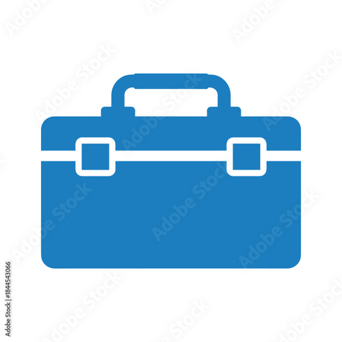 Blue briefcase icon on white background