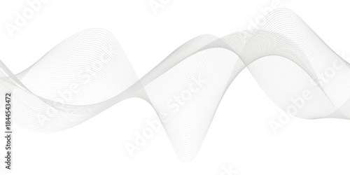 Abstract smooth white and gray gradient line frequency. isolated element creative blend curve flow line technology. modern white web banner vector beautiful waveform light music energy design.