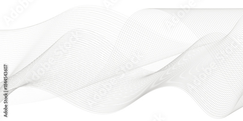 Abstract smooth white and gray gradient line frequency. isolated element creative blend curve flow line technology. modern white web banner vector beautiful waveform light music energy design.