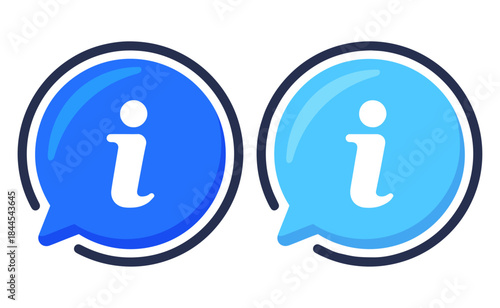 “information icon in speech bubble, blue help vector design”