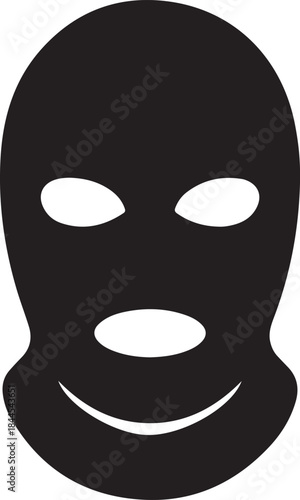 Black Balaclava Mask with Smiling Mouth and Eye Holes