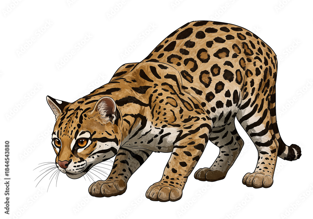 Obraz premium Asian Leopard Cat Illustration on White Background.