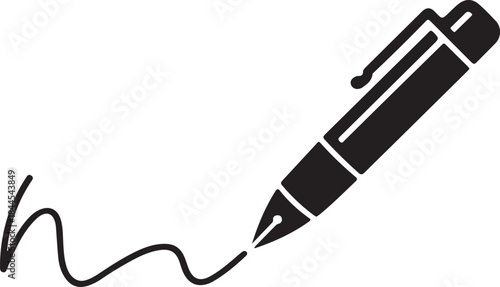 Black Fountain Pen with Ink Flowing Out writing calligraphy