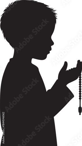Silhouette of a boy islamic with cigarette and book