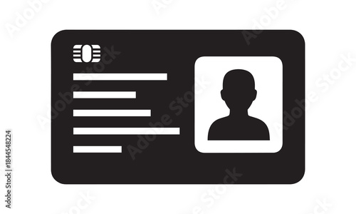 Black and white minimalist icon representing a secure identification card or access pass