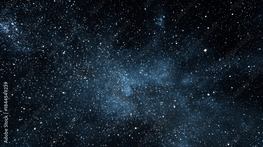 Naklejka premium Starry Night Sky with Dense Nebula and Milky Way