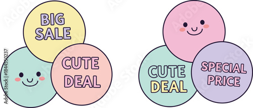 Pastel sale badge illustration, cute promotional graphic, special price design, cheerful marketing artwork, colorful retail deal visual