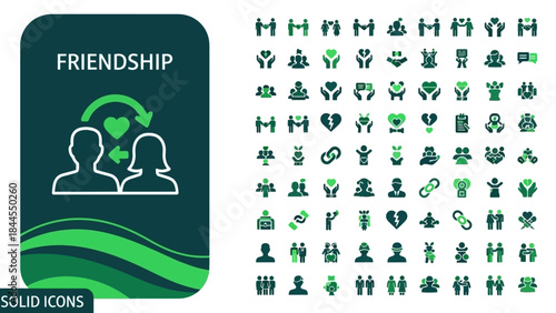 Friendship and Love Icons Set A Collection of Sleek, Solid Vector Graphics Representing Relationships and Connection