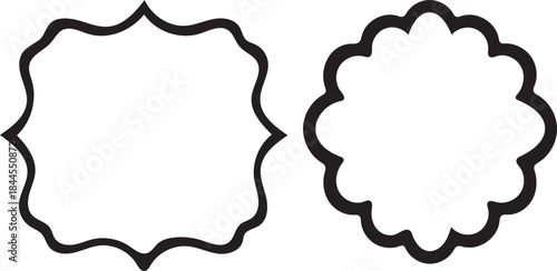 Two decorative black and white ornamental frames for text or design