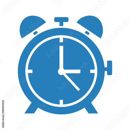 Blue alarm clock icon on white background