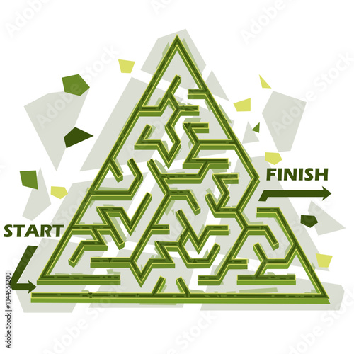 Challenging Green Maze Vector Illustration Game