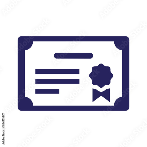 Certificate icon with ribbon and text