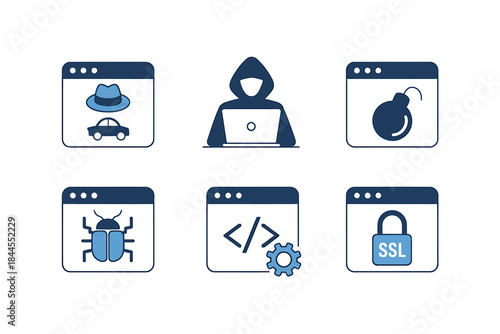Set of Cyber Security Icons for Web and Technology
