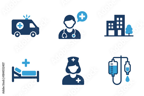 Medical icons set for healthcare and hospital services