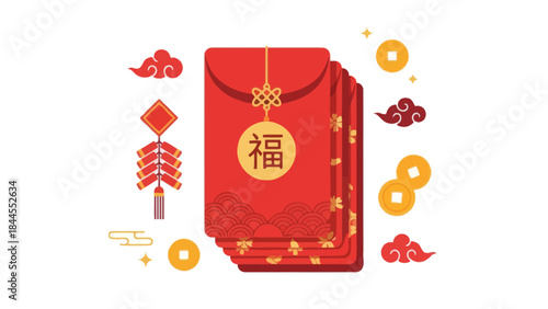Festive red envelopes for cultural celebrations with decorative elements
