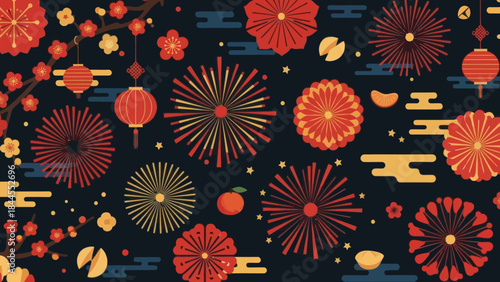 Vibrant Fireworks Display Celebrating A Cultural Festival Night