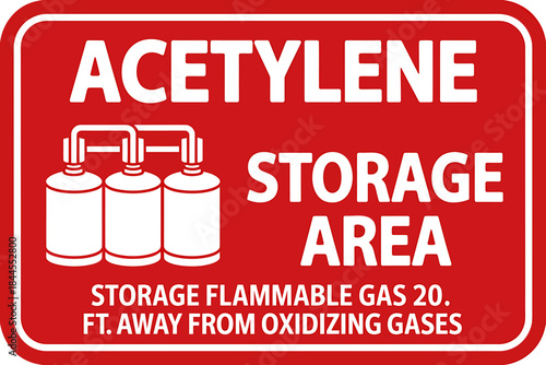Acetylene Storage Area Warning Sign for Safety Measures