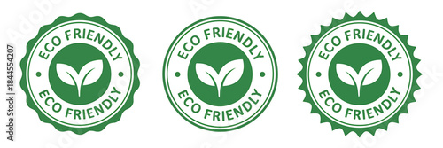 Three Eco Friendly Stamps with Green Leaf Symbols