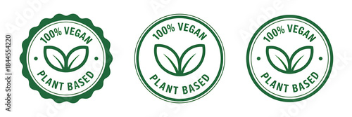 Green Vegan Plant Based Badges EcoFriendly Labels Collection