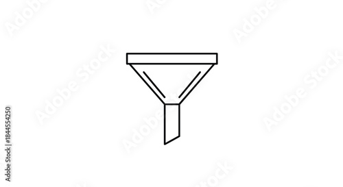 Minimalist outline icon of a funnel, representing filtering, data conversion, sales funnels, and narrowing down processes.