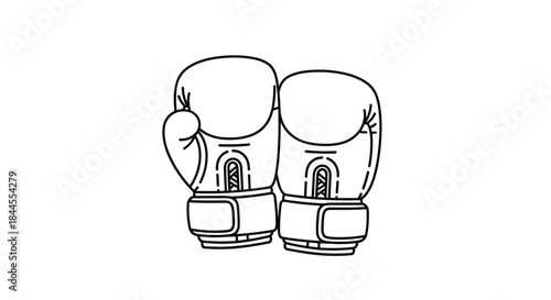 Outline illustration of a pair of boxing gloves, a symbol of combat sports, fighting, competition, and fitness training.