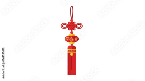 Traditional Chinese New Year Hanging Ornament with Red Tassels and Knot