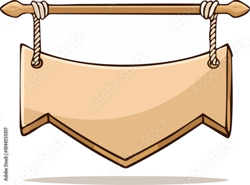 An old wooden signboard hanging with a blank space for messages or advertisements