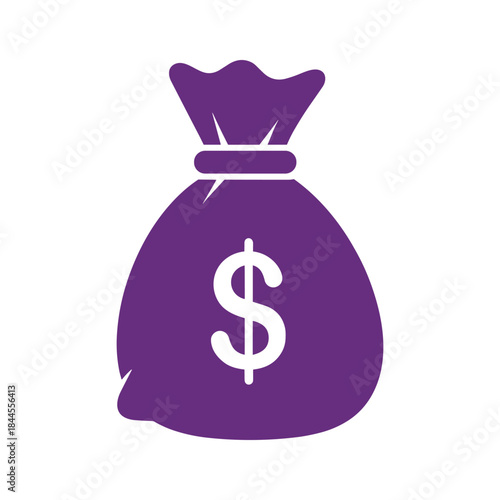 Purple money bag with dollar sign