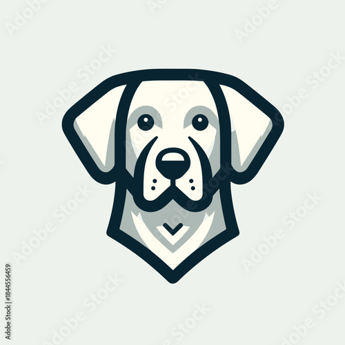 Stylized dog head illustration showcasing a friendly expression in a minimalist design