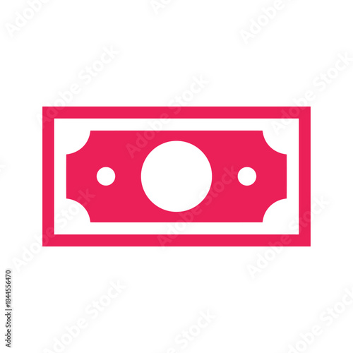 Simple pink banknote icon
