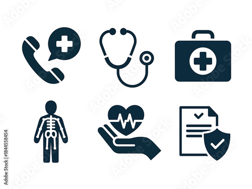 Medical icons set for healthcare and telemedicine services