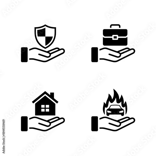 Four icons depicting protection and security services