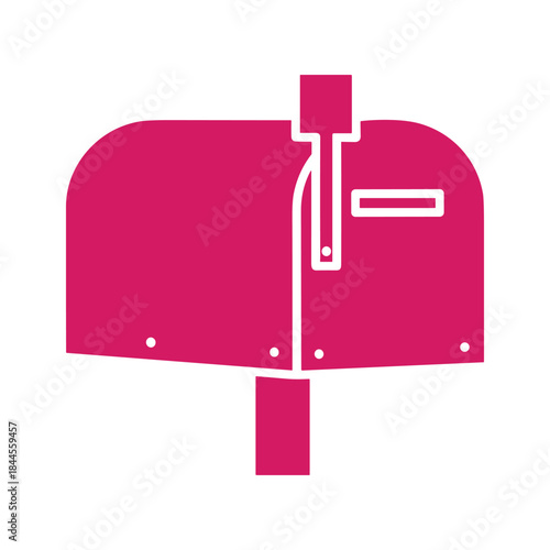 Simple pink mailbox icon on white background