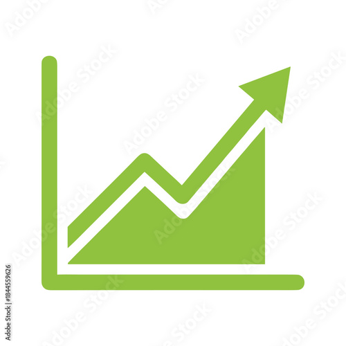 Graph showing upward trend with green arrow